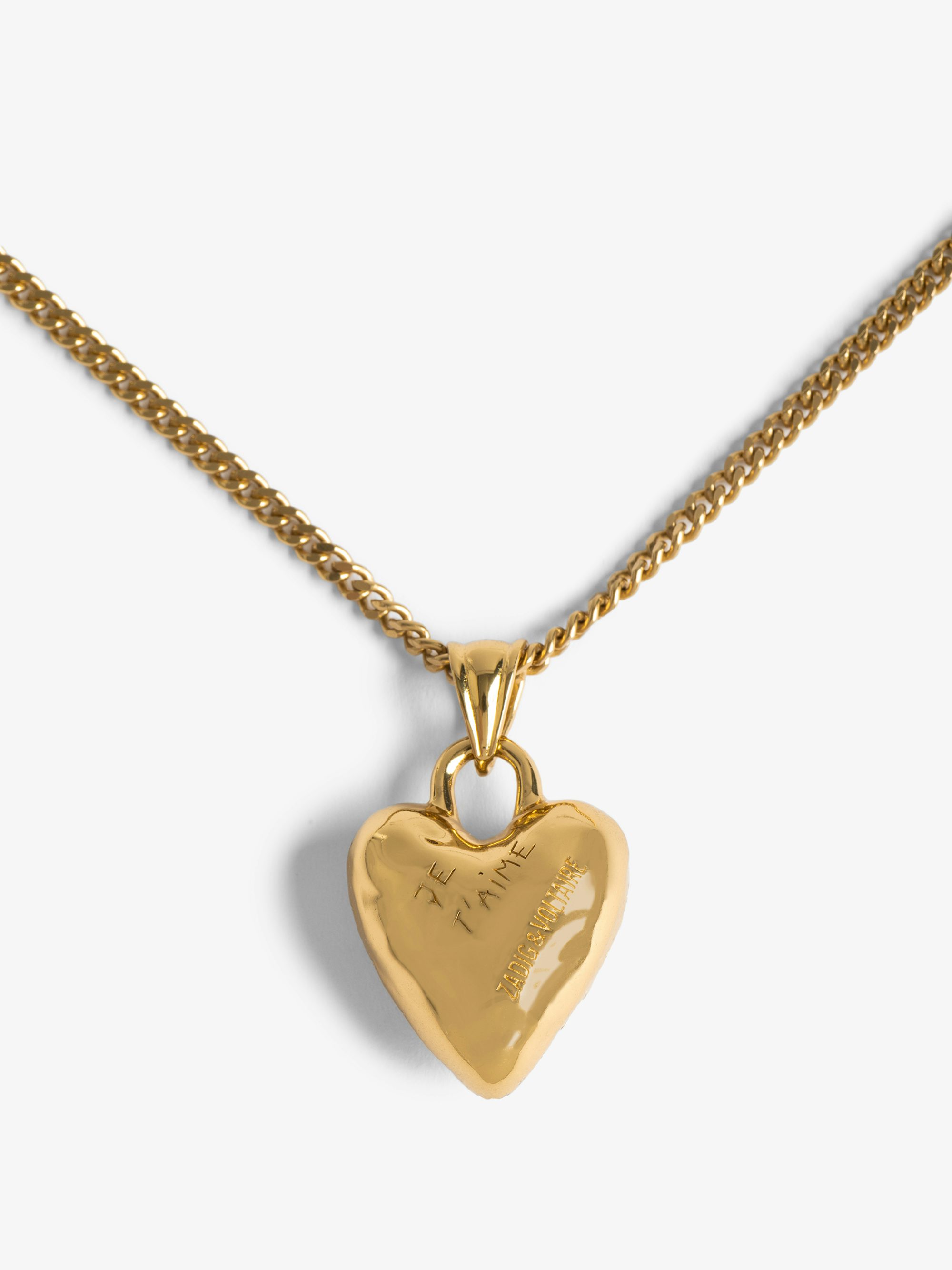 Heartbreaker Necklace - Brass necklace with a rhinestone-set pendant.